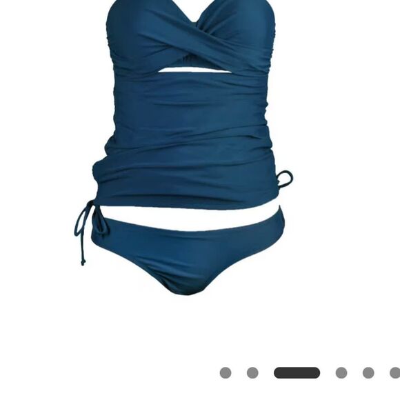 Women's Maternity Cutout Drawstring Swimsuit Tankini Set, XL - Picture 3 of 3